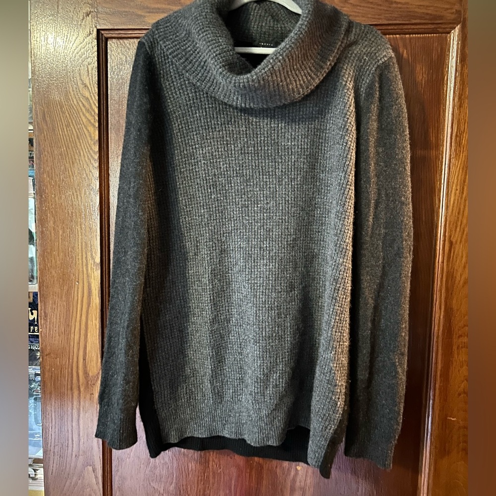 Theory Madaline Lofty Cashmere Turtleneck Sweater Grey Black XS